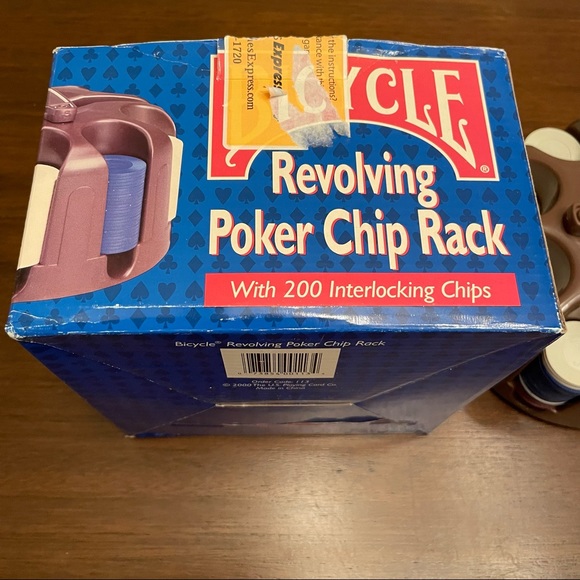 Vintage Bicycle Revolving Poker Chip Rack With 200 Interlocking Chips. - Picture 4 of 5
